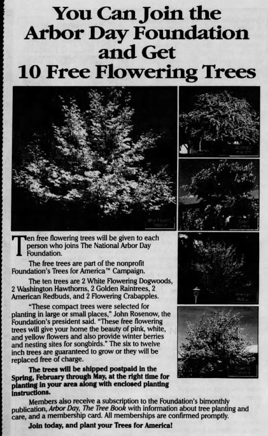 You can join the Arbor Day foundation